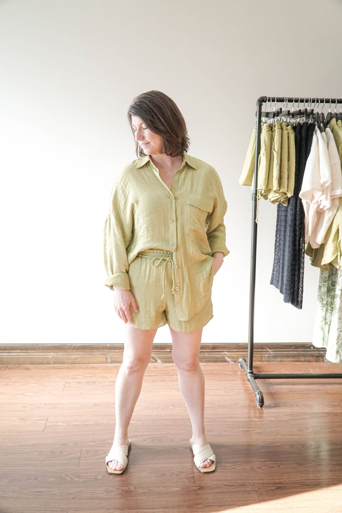 Olive You Lightweight Button Down